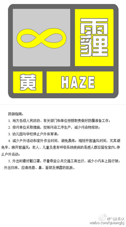 中新网3月16日电  据北京市气象局官方微博“气象北京”消息，北京气象台3月16日14时15分发布霾黄色预警信号，预计16日下午至夜间，北京大部分地区有中度到重度霾，能见度较差。